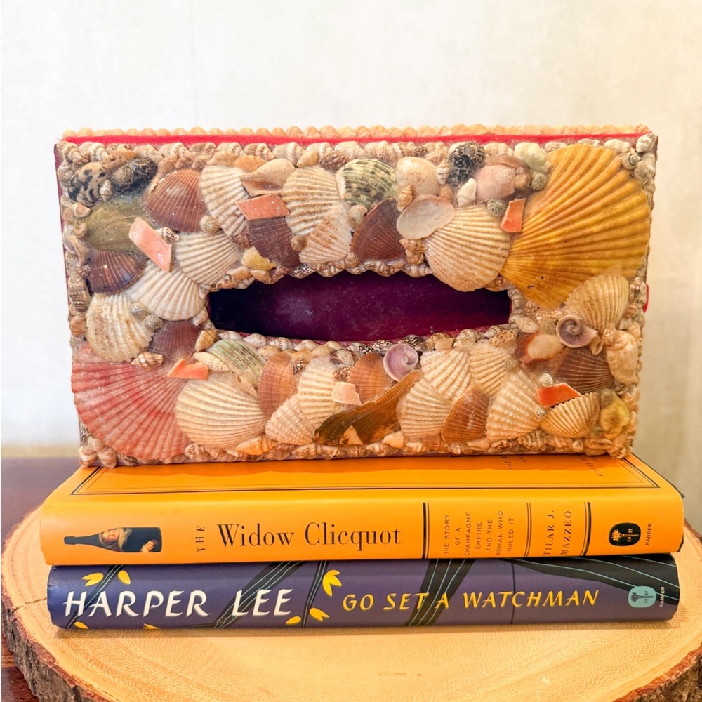 Vintage Coastal Decor Handmade Heavily Embellished Seashell Box